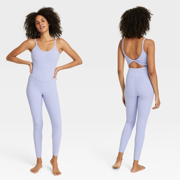 XXL - Womens Rib Full Length Bodysuit - All In Motion - Lilac Purple - Picture 9 of 11